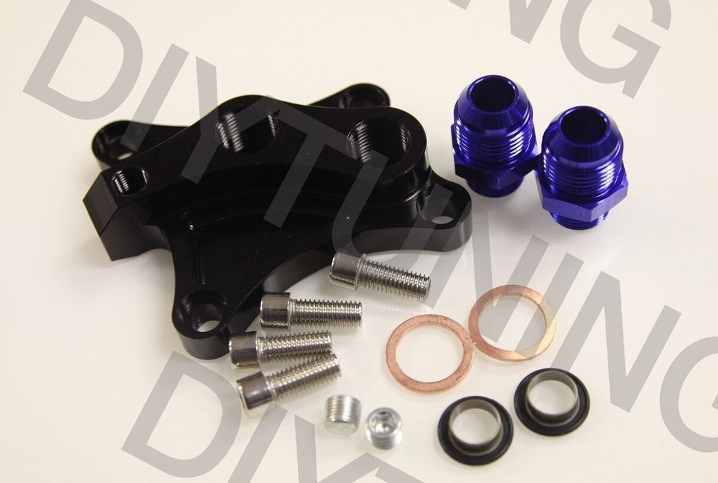 ALUMINUM Oil FILTER Block Adapter SR20DET S13 S14 S15 SR20DE BLACK FITTINGS